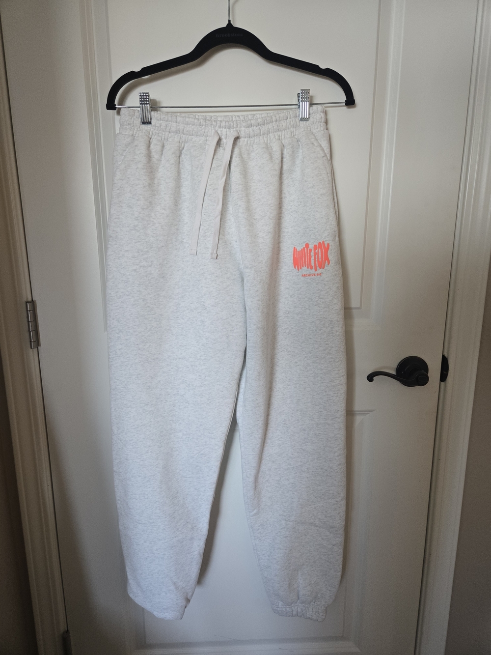 White Fox Archive 6-0 Oversized Jogger Sweatpants Heather Oatmeal Gray Size S